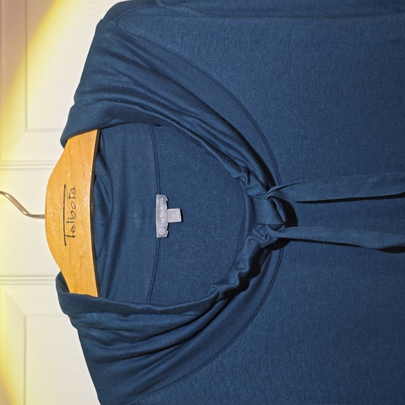 T by Talbots Cowlneck, Long Sleeve, Dark Teal, A-line Dress - Picture 2 of 8